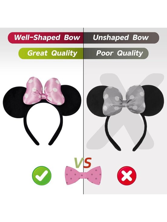 Women\'s Light Pink Casual Handmade Polka Dot Bow Mickey Mouse Headband